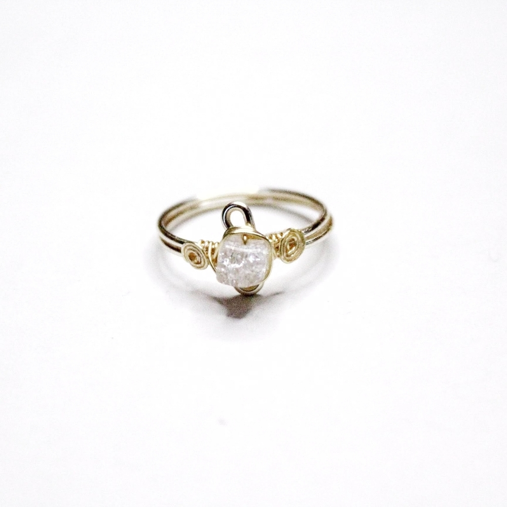 Handmade White Crackled Ice Ring